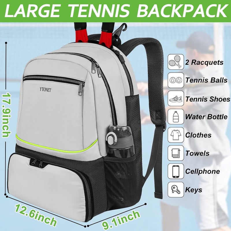 Ytonet Tennis Bag Tennis Backpack for Women Men 2 Rackets with Insulated Pocket Ventilated Shoe Compartment - Image 3